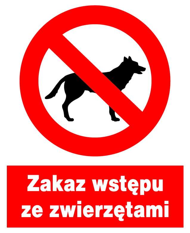 Znak z PCV Zakaz wstępu ze zwierzętami ZZO-6