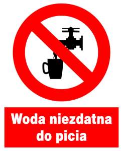 Znak z PCV Woda niezdatna do picia  ZZO-7