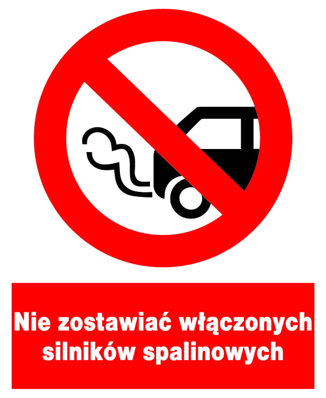 Znak z PCV Nie zostawiać włączonych silników spalinowych ZZO-12