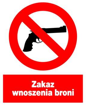 Znak z PCV Zakaz wnoszenia broni ZZO-25