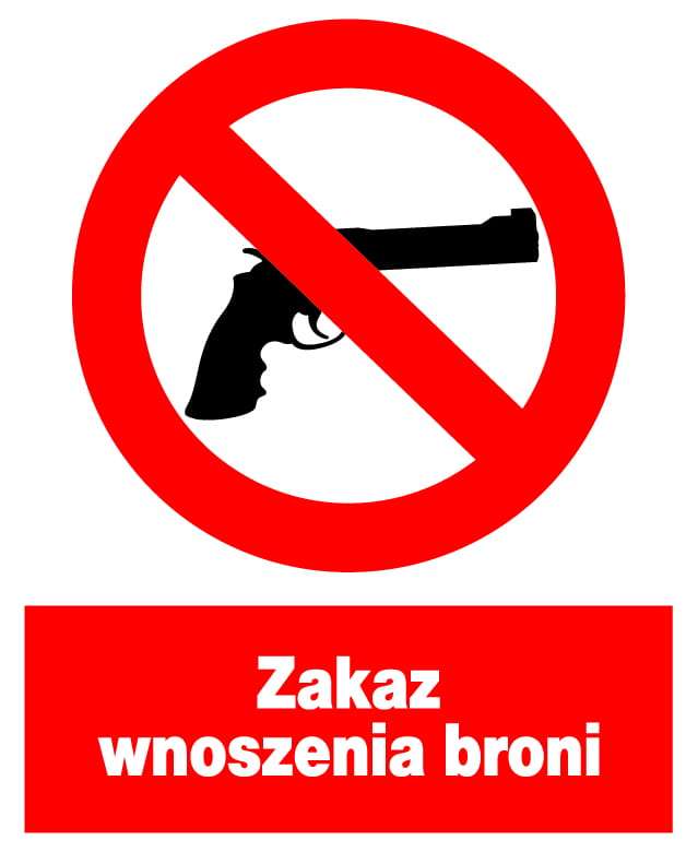 Znak z PCV Zakaz wnoszenia broni ZZO-25