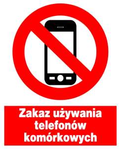 Znak z PCV Zakaz używania telefonów komórkowych  ZZO-30