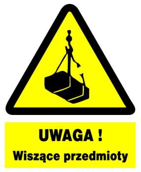 Znak z PCV Uwaga! Wiszące przedmioty ZOO-10