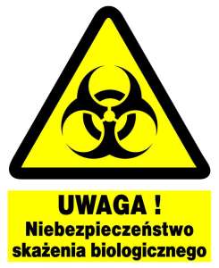 Znak z PCV Uwaga! Niebezpieczeństwo skażenia biologicznego ZOO-15