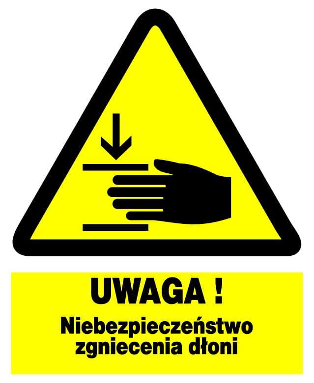 Uwaga! Niebezpieczeństwo zgniecenia dłoni ZOO-34