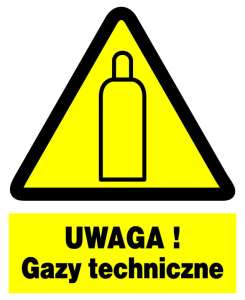 Znak z PCV Uwaga! Gazy techniczne  ZOO-42