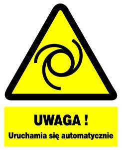 Znak z PCV Uwaga! Uruchamia się automatycznie ZOO-51
