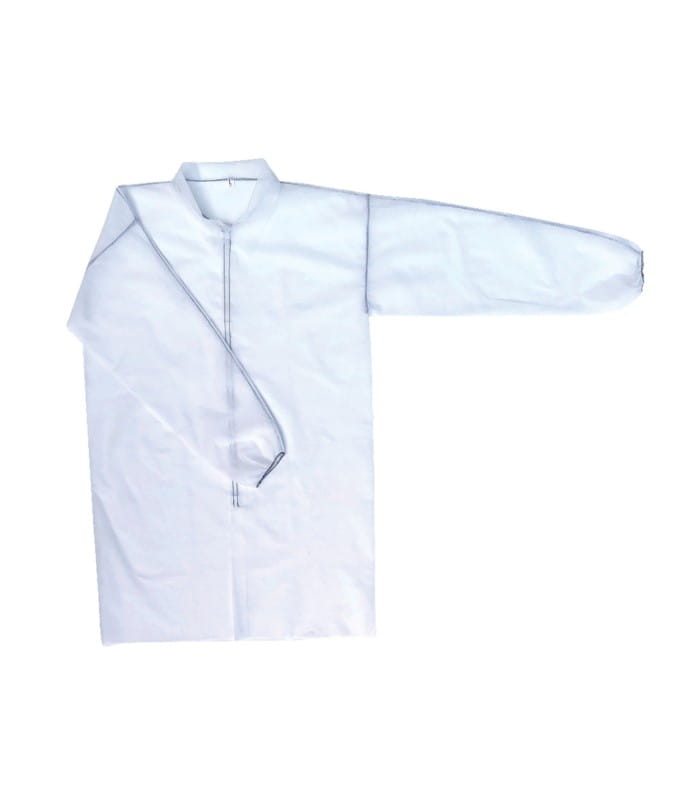 Fartuch jednorazowy biały z włókniny na RZEPY P2217