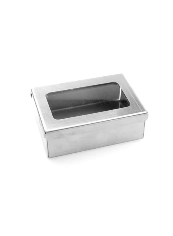 Pudełko ze stali nierdzewnej z okienkiem 100x70x35 mm P0901