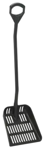 Łopata ergonomiczna z otworami. 380 x 340 x 90 mm. 1305 mm. czarna | VIKAN 56049